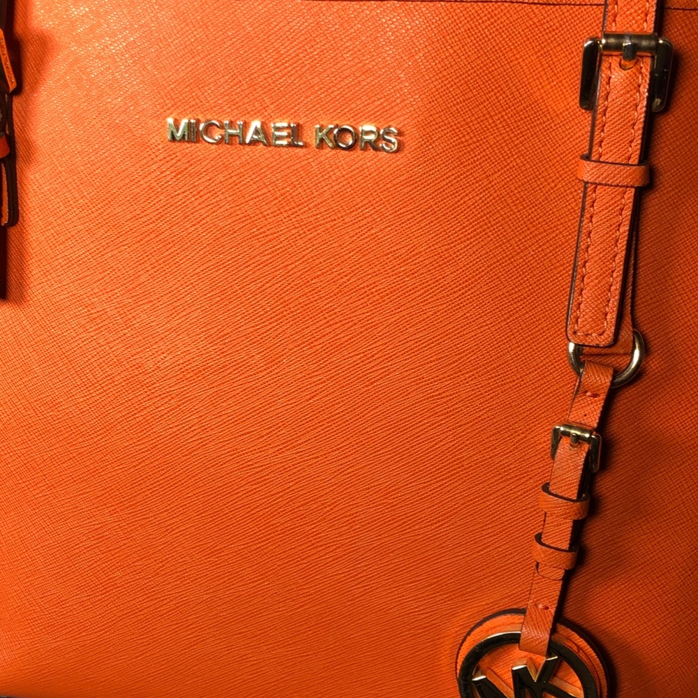 MICHAEL Michael Kors Orange Saffiano Leather Tote - Picture 2 of 8